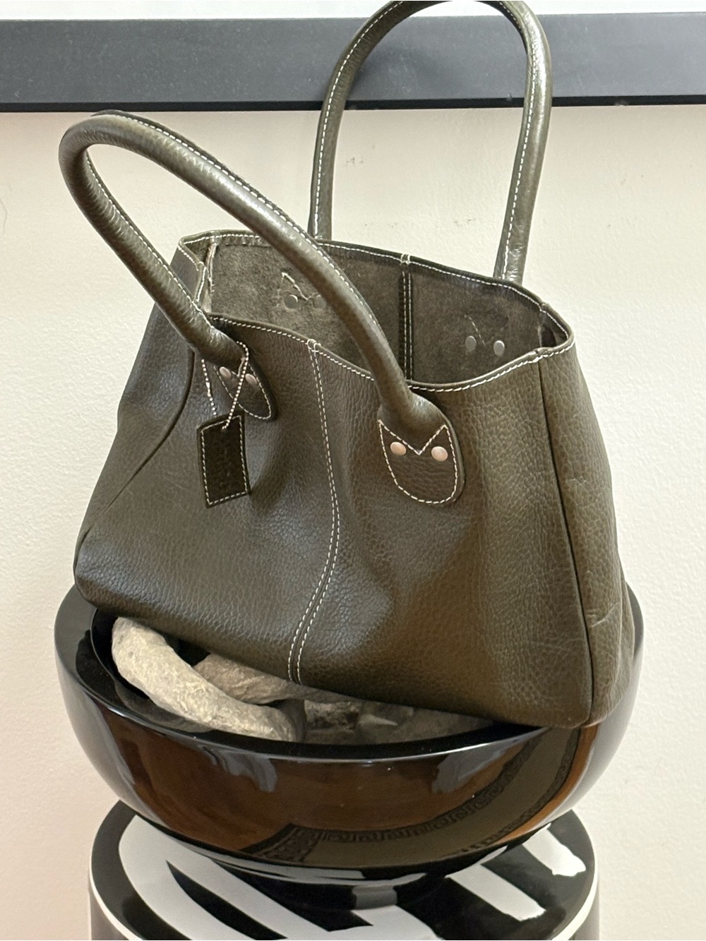 latico Olive Green Pebbled Leather Shoulder Bag